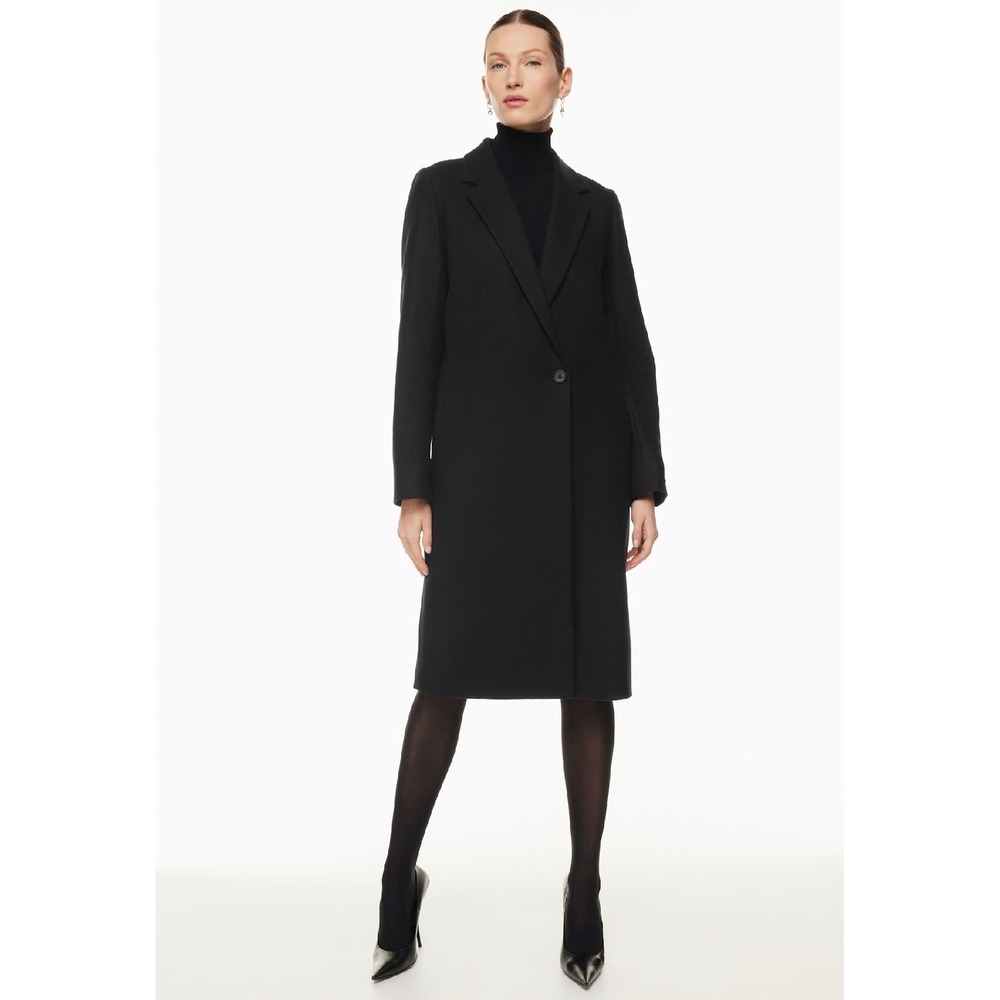 Aritzia Babaton The Stedman Coat Black Italian Virgin Wool Tailored Overcoat XS